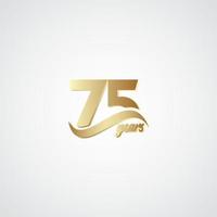 Ilustración de diseño de plantilla de vector de logotipo de oro elegante de celebración de aniversario de 75 años