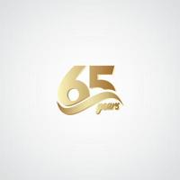 Ilustración de diseño de plantilla de vector de logotipo de oro elegante celebración de aniversario de 65 años