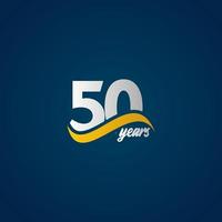 50 Years Anniversary Celebration Elegant White Yellow Blue Logo Vector Template Design Illustration