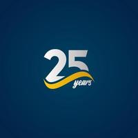 Ilustración de diseño de plantilla de vector de logotipo azul amarillo blanco elegante celebración de aniversario de 25 años