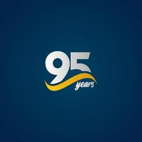 95 Years Anniversary Celebration Elegant White Yellow Blue Logo Vector Template Design Illustration