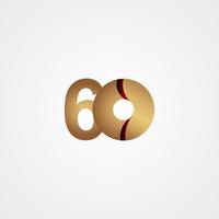 Ilustración de diseño de plantilla de vector de oro de celebración de aniversario de 60 años