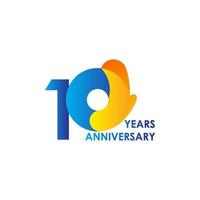 10 Years Anniversary Celebration Blue Yellow Vector Template Design Illustration