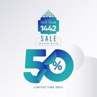 Islamic New Year Clearance Sale up to 50 Limited Time Only Label Tag Vector Template Design Illustration