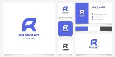 Simple and Minimalist Geometric Overlapping Letter R Logo with Business Card Template vector