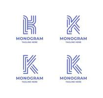 Simple and Minimalist Line Art Letter K Logo Set vector