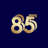 85 Years Anniversary Celebration Blue Gold Vector Template Design Illustration