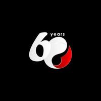 60 Years Anniversary Celebration Number Red and White Vector Template Design Illustration