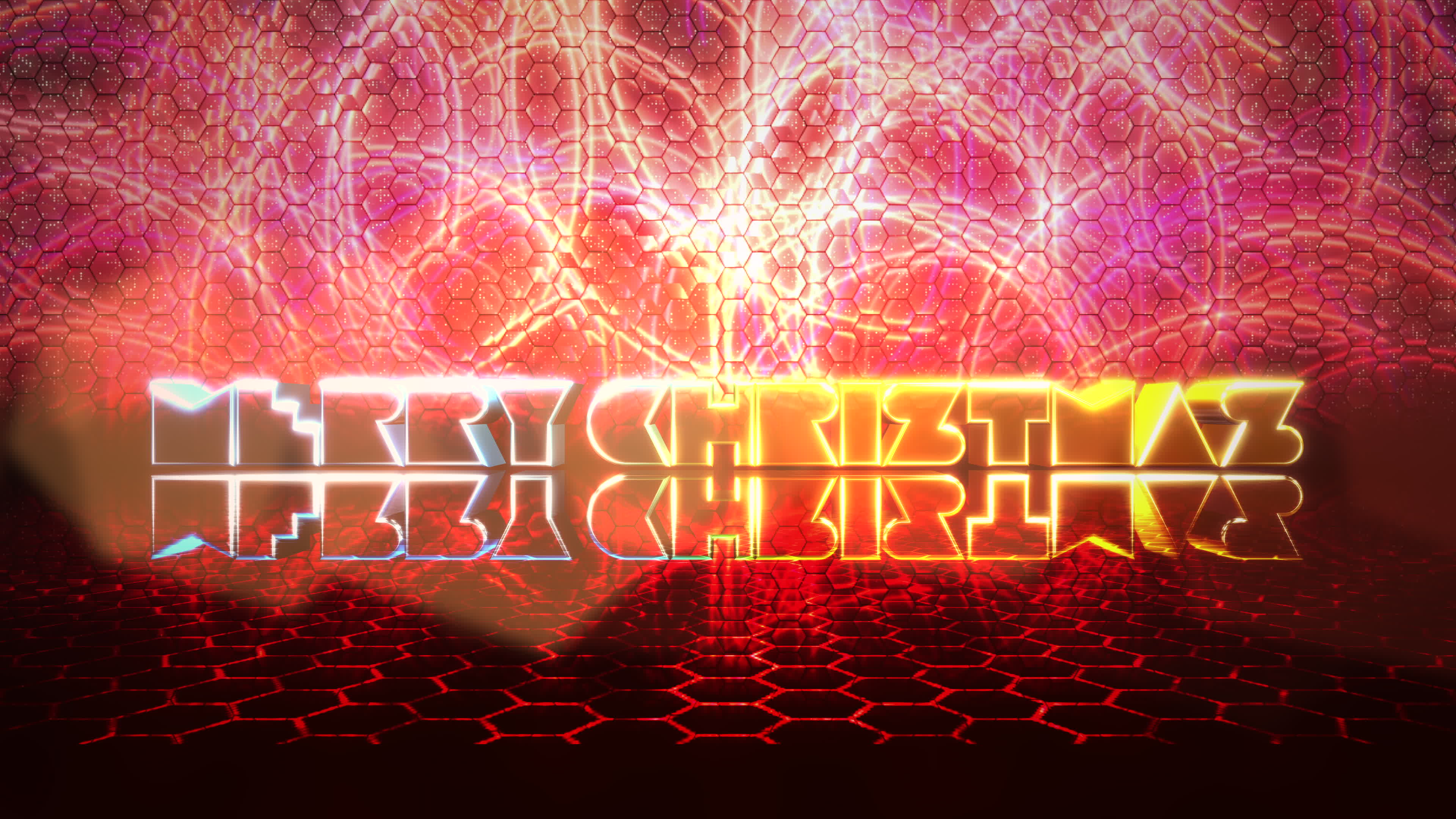 Animation text Merry Christmas and motion red light on stage, abstract