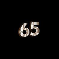 Ilustración de diseño de plantilla de vector de número negro elegante celebración de aniversario de 65 años
