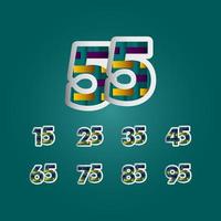 55 Years Anniversary Celebration Elegant Color Number Vector Template Design Illustration