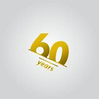 60 Years Anniversary Celebration Gold Line Vector Template Design Illustration