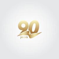 90 Years Anniversary Celebration Gold Ribbon Vector Template Design Illustration