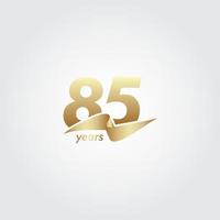 85 Years Anniversary Celebration Gold Ribbon Vector Template Design Illustration