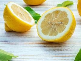 Close-up of sliced lemons photo