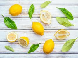 Flat lay of lemons photo