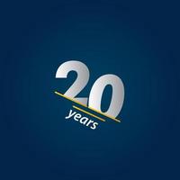 20 Years Anniversary Celebration Blue and White Vector Template Design Illustration