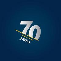 Ilustración de diseño de plantilla de vector azul y blanco de celebración de aniversario de 70 años