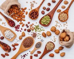 Legumes and nuts flat lay photo