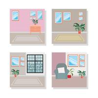 set of house indoor scenes vector