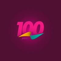 100 Years Anniversary Celebration Purple Ribbon Vector Template Design Illustration