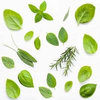 Fresh herbs flat lay photo