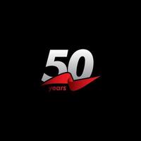 50 Years Anniversary Celebration White Black Red Ribbon Vector Template Design Illustration