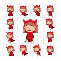 girl in a devil costume set vector