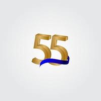 55 Years Anniversary Celebration Number Gold Vector Template Design Illustration