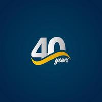 40 años de celebración de aniversario elegante blanco amarillo azul logo vector plantilla diseño ilustración