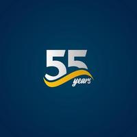 55 Years Anniversary Celebration Elegant White Yellow Blue Logo Vector Template Design Illustration