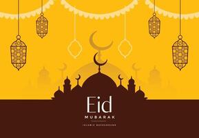 eid mubarak greeting background template vector