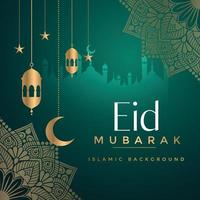 eid mubarak greeting background template vector