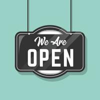 we are open sign template vector