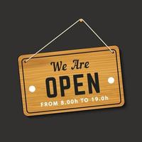 we are open sign template vector