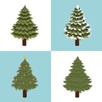 Cute Christmas pine trees vector