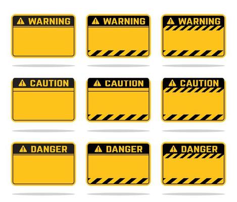 yellow warning danger caution template