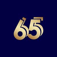65 Years Anniversary Celebration Blue Gold Vector Template Design Illustration