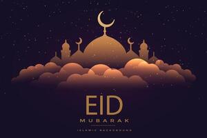 eid mubarak greeting background template vector