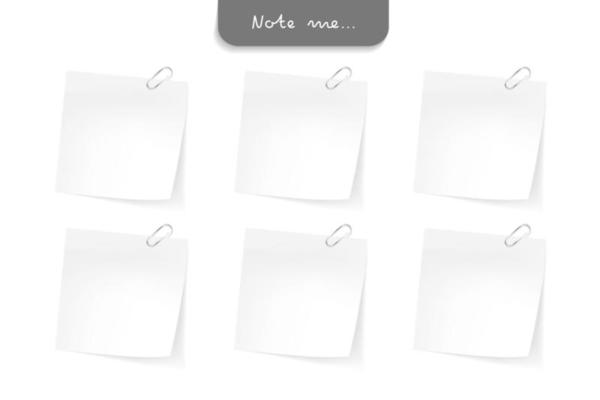 Paper note and office elements. Reminder object concept.