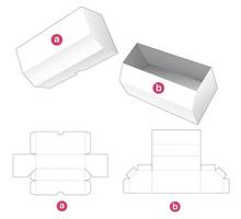 Long chamfered box and lid die cut template vector