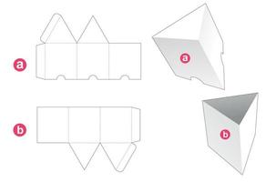 Triangular shaped box with cover die cut template vector