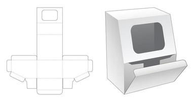 Chamfered packaging with widow on chamfered corner die cut template vector