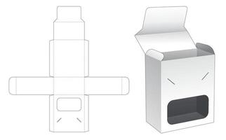 caja abatible y punto bloqueado con plantilla troquelada de ventana vector