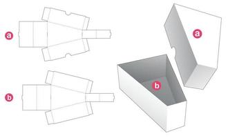 caja triangular con tapa plantilla troquelada vector