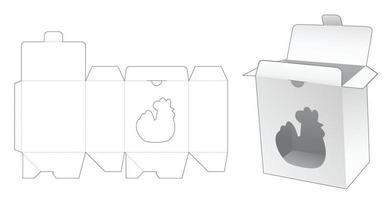 Locked point box hen shaped window die cut template vector