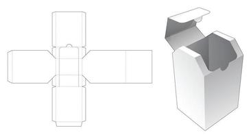 Chamfered box with zipping opening die cut template vector