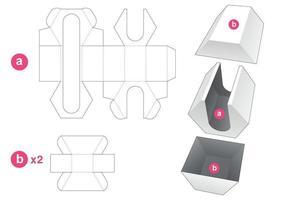 Hexagonal insert box with 2 covers die cut template vector