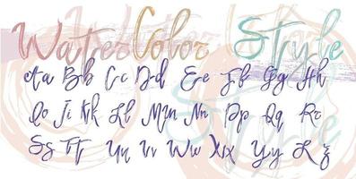 Vector alphabet in watercolor style. Ideal for postcards, prints, invitations, and many other uses.