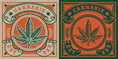 Vector emblem of cannabis leaf